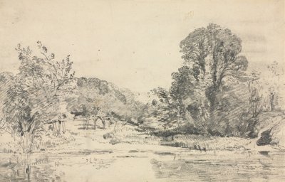 Landskap med trær rundt en dam. av John Constable