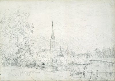 Salisbury Cathedral fra Nordvest, 1829 (grafitt på papir) av John Constable