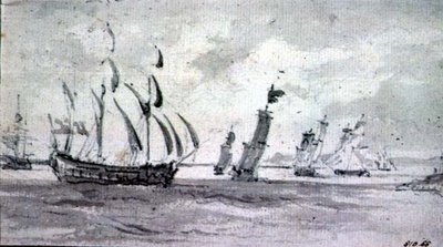Frakt i en bris i Themsen eller Medway (grafitt på papir) av John Constable