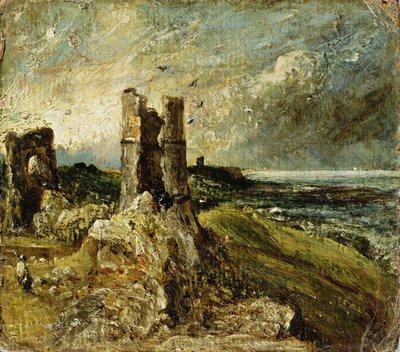 Skisse av Hadleigh Castle (recto) (olje på kvernbrett) av John Constable