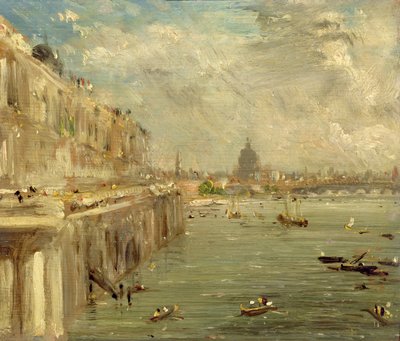 Somerset House Terrace fra Waterloo Bridge, ca. 1819 av John Constable