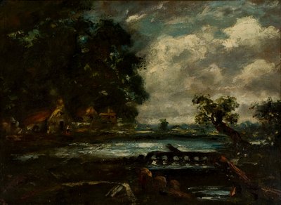 Studie for "The Leaping Horse" (View on the Stour) av John Constable