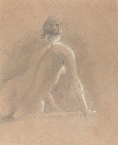 Studie av en kvinnelig nakenfigur, sett bakfra (kritt på papir) av John Constable