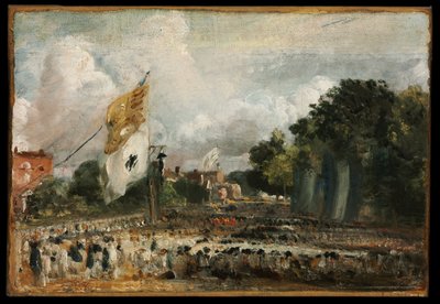 Feiringen i East Bergholt of the Peace of 1814 Avsluttet i Paris mellom Frankrike og de allierte maktene av John Constable