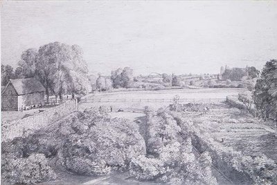 Utsikt over Østre Bergholt over kjøkkenhagen til Golding, konstabels hus av John Constable