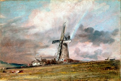 Vindmølle, hus og regnbuemaleri av John Constable (1776-1837) 1824 ca. Sol. 21x30,4 cm London, Victoria and Albert museum av John Constable