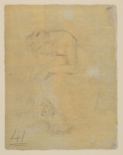 Kvinne sittende, med en hund ved føttene, verso, ca. 1806 av John Constable