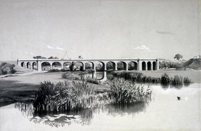 Avon Viaduct, Wolston, 2. juli 1837 (penn og blekk og vask på papir) av John Cooke Bourne