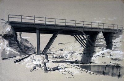 Blisworth Cutting, Northamptonshire, 2. juli 1837 (penn og blekk og vask på papir) av John Cooke Bourne