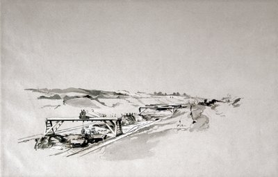 Blisworth Cutting, Northamptonshire, september 1838 (penn og blekk og vask på papir) av John Cooke Bourne