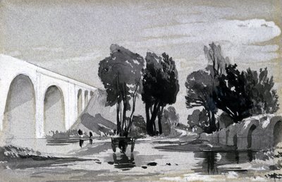 Blythe Viaduct, Hampton-in-Arden, ca. 1838 (penn og blekk og vask på papir) av John Cooke Bourne