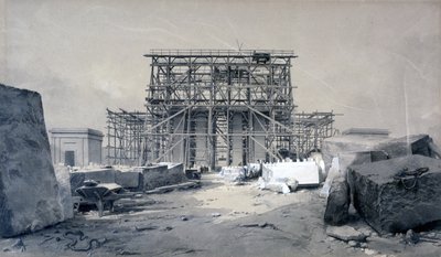 Bygging av Euston Arch, januar 1838 (penn og blekk og vask på papir) av John Cooke Bourne