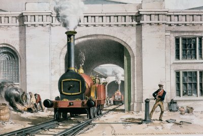 Inngang til Locomotive Engine House, Camden Town, London, 1839 av John Cooke Bourne