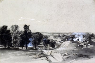 Ovenfra, Kilsby Tunnel, Northamptonshire, 20. juli 1837 (penn og blekk og vask på papir) av John Cooke Bourne