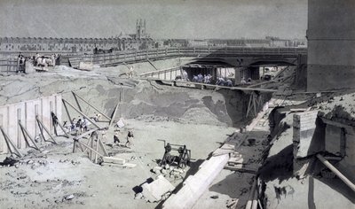 Hampstead Road Bridge, fra Camden-siden, 16. august 1836 (penn og blekk og vask på papir) av John Cooke Bourne