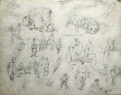 Jack's whiteheaded Bob, Sleeping Beauty, ca. 1835-38 (blyant på papir; sammensatt skisse) av John Cooke Bourne