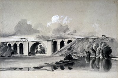 Sherbourne Viaduct, nær Coventry, 27. juli 1837 (penn og blekk og vask på papir) av John Cooke Bourne