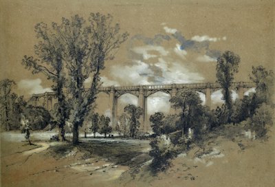 The Blatchford Viaduct, ca. 1835-38 (blyant med vask på papir) av John Cooke Bourne