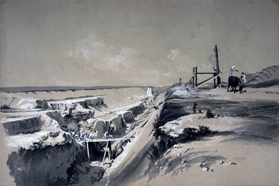 Tring Cutting, Hertfordshire, 1830-tallet (penn og blekk og vask på papir) av John Cooke Bourne
