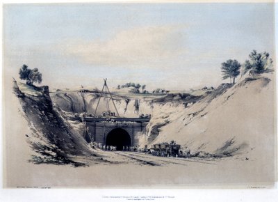 Watford Tunnel, Hertfordshire, 6. juni 1837 (lith farge) av John Cooke Bourne