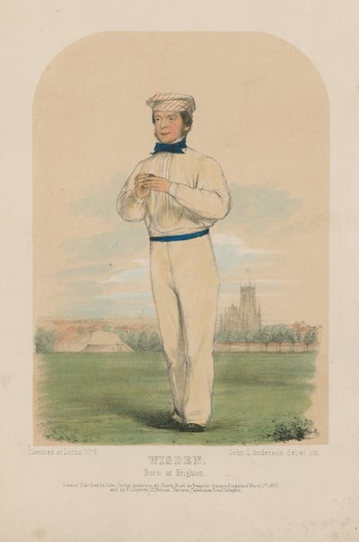 Portrett av John Wisden farge litho av John Corbet Anderson