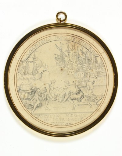 Design for en medalje for å minnes Institution of the South Sea Company av John Croker