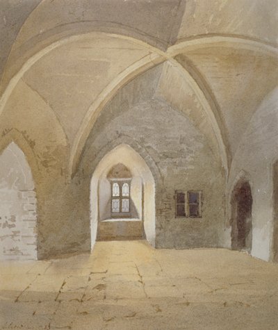 Innvendig utsikt over fengselet i Bowyer Tower, Tower of London, Stepney, London, 1883 av John Crowther