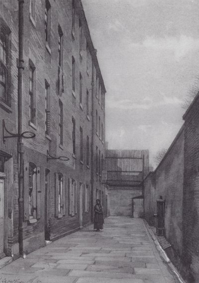 Det tapte London: Marshalsea Place, del av skyldnerfengselet (litografi) av John Crowther