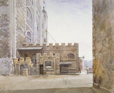 Ordnance Office på bunnen av White Tower, Tower of London, Stepney, London, 1883 av John Crowther