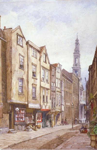 Utsikt over Drury Court, med utsikt mot St Mary le Strand, Westminster, London, 1882 av John Crowther