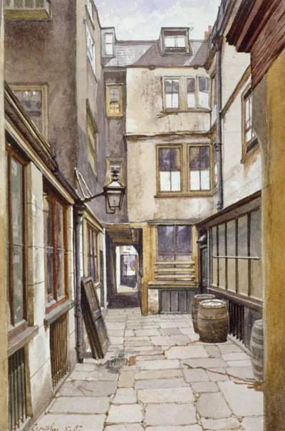 Utsikt over domstolen som fører til Adelphi Club, Westminster, London, 1887 av John Crowther
