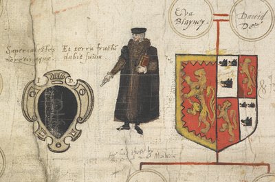 En detalj fra slektsbok over John Dees nedstigning … som viser hans slektskap med suverene fra huset til Tudor av John Dee