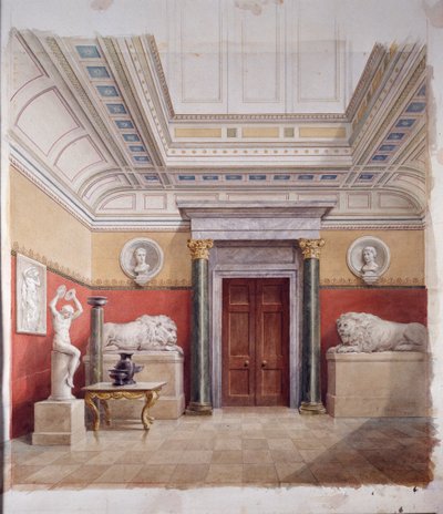 Skulpturgalleriet, nordenden, ca. 1870 (akvarell på papir) av John Dibblee Crace