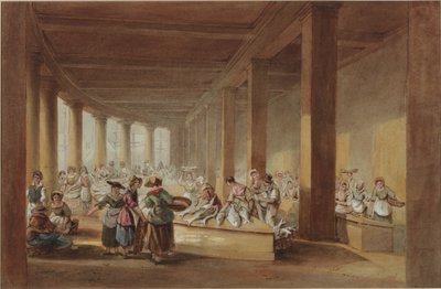 The Old Fish Market, Sandhill, Newcastle upon Tyne (bc, penn og blekk på papir) av John Dobson