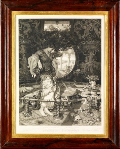 The Lady of Shalott (mezzotint) av John Douglas Miller