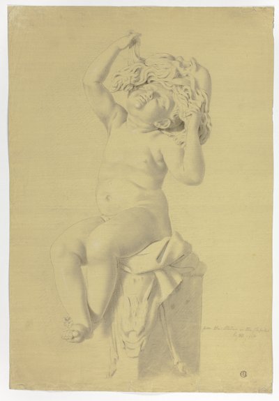 Antik statue av sittende Putto-holdemaske av Silenus av John Downman