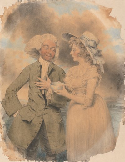 John Edwin og fru Mary Wells som Lingo og Cowslip i "The Agreeable Surprise" av John Downman