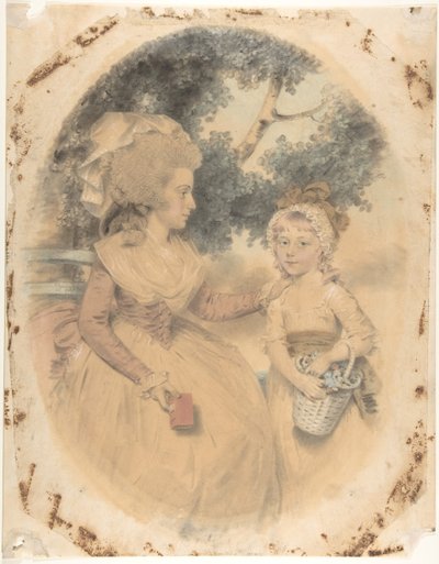 Mrs. Morgan og hennes barn, 1785. av John Downman