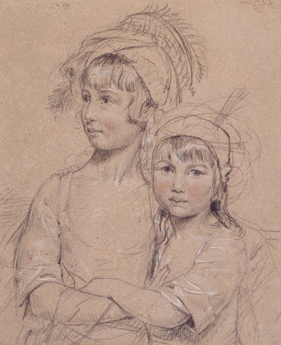 Nr.1857 Frøkenene Rigby, de to døtrene til Mr Rigby av Norwich (1747-1821), en berømt kirurg, 1778 (kritt på papir) av John Downman