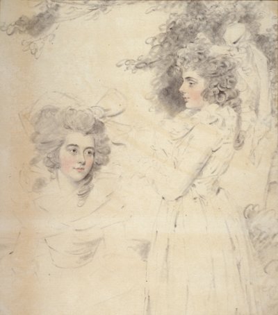 Portrett av Georgiana, hertuginne av Devonshire og Lady Elizabeth Foster (akvarell og blyant på papir) av John Downman