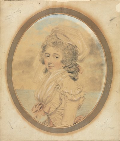 Ung dame med en rosa sløyfe på kroppen hennes, 1792. av John Downman
