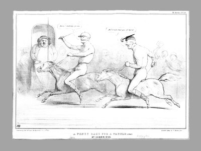 A Poney Race for a Saddle a Seat at Cambridge, 1834. av John Doyle