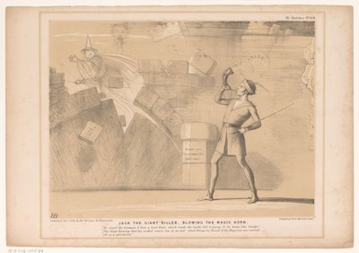 Spotprent møtte John Russell Jack den gigantiske morderen, blåser i det magiske hornet (tittel på objekt) HB Sketches (serietittel på objekt) av John Doyle