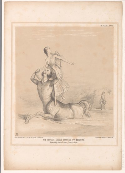 Spotprent møtte Lord Bentinck som de centaur Nessus Kentauren Nessus bærer bort Deianira. Foreslått av det velkjente bildet av Guido (tittel på objekt) HB Sketches (serietittel på objekt) av John Doyle