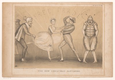 Spotprent met kerst voorstelling Den nye julepantomimen (tittel på objekt) HB Sketches (serietittel på objekt) av John Doyle