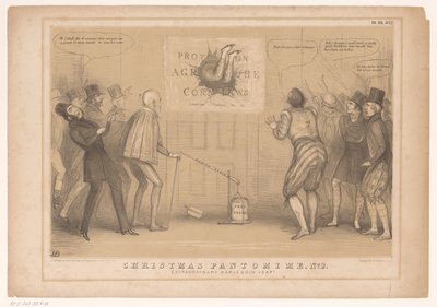 Tegneserie med statsminister Peel som Harlekin Julepantomime, nr. 2. Ekstraordinært harlekinsprang! (tittel på objekt) HB Sketches (serietittel på objekt) av John Doyle
