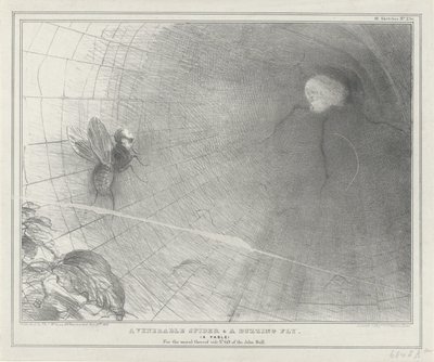 Talleyrand as een spin in his web, 1832 En ærverdig edderkopp og en summende flue. (En fabel) (tittel på objekt) Politiske skisser (serietittel) av John Doyle