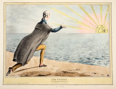 The Gheber: Worshiping the Rising Sun, 1830 (håndfarget gravering) av John Doyle