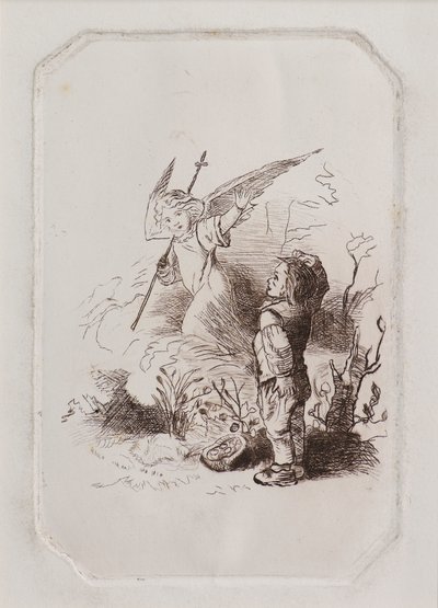 Gutt og engel (etsing) av John Duncan