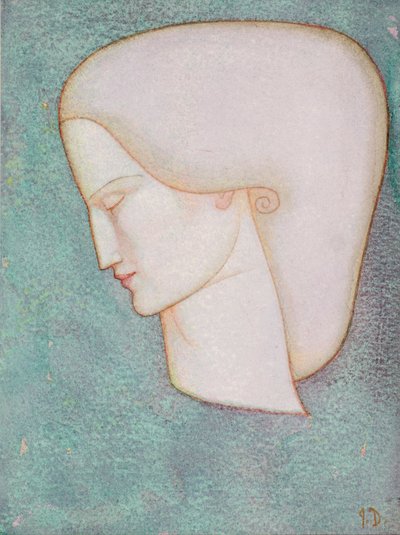 Kvinnelig hode (akvarell) av John Duncan